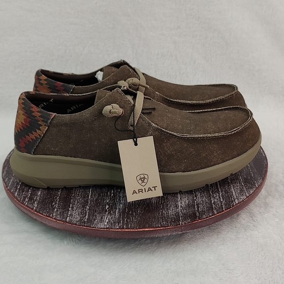 Ariat Men's Hilo Stretch Lace Dark Tan and Rust Aztec Shoe 10040445 - Picture 7 of 8